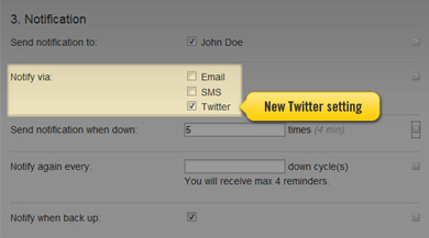 Check notification settings in Pingdom